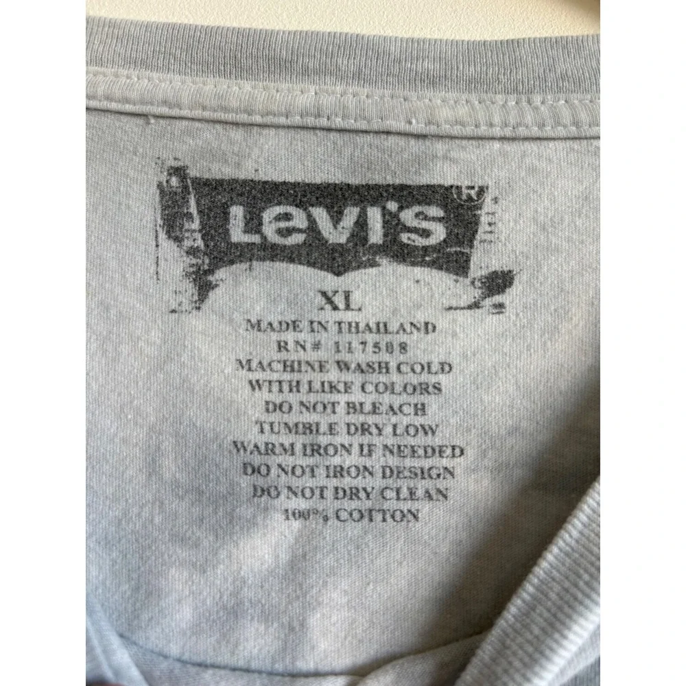 Levis Mens XL Indigo 73 Motorcycle Graphic Tie Dye T-Shirt Grey Biker Tee